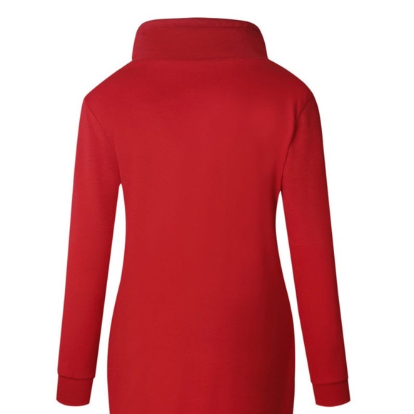 High Neck Sports Casual Dress Red - Picture 6 of 6